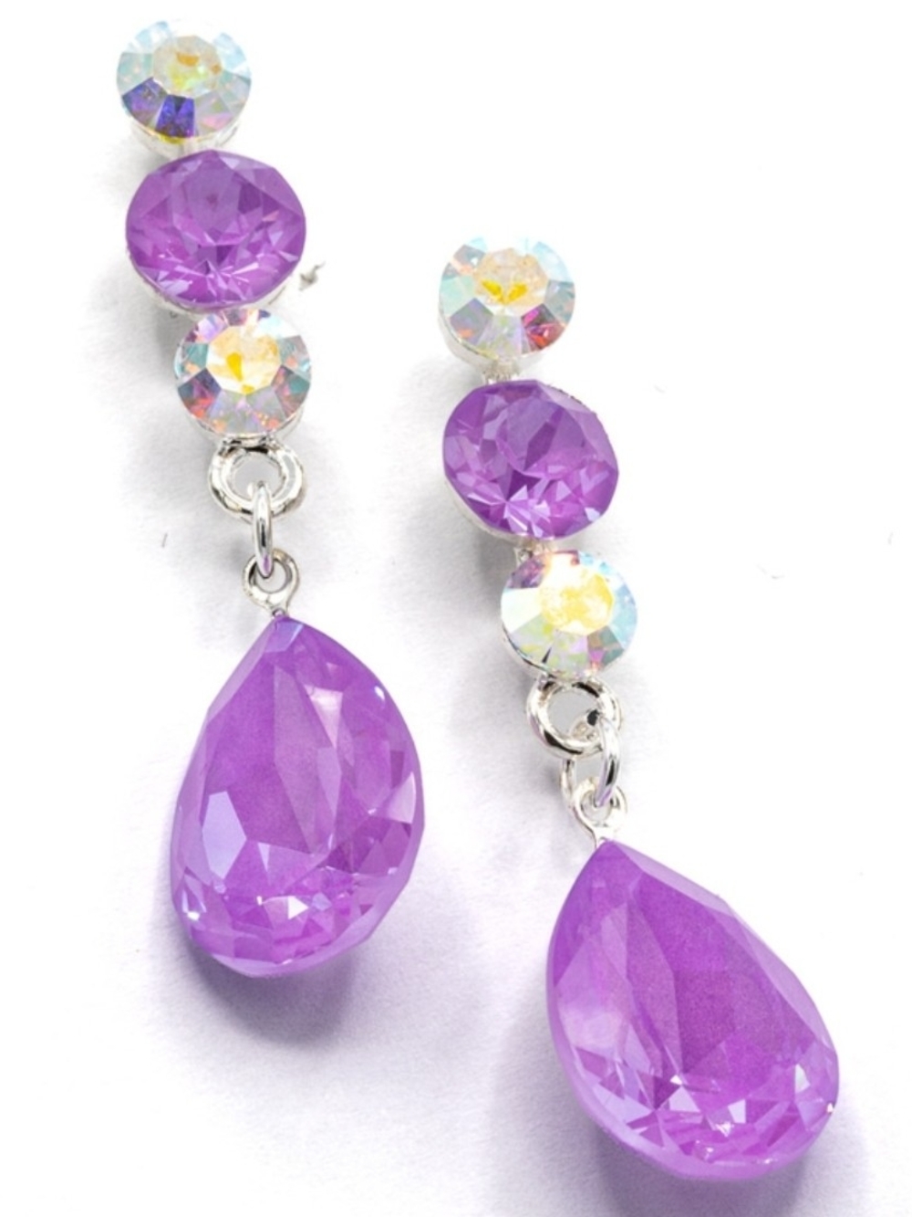 Purple Teardrop Crystal Dangle Earrings - Women Jewelry